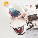 Hand-painted Ceramic Oatmeal Mug, Large Capacity Tea & Coffee Cup by Ljojo