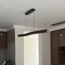 Ljojo LED Pendant Chandelier | Retro Walnut Wood Metal Hanging Lamp for Dining Table