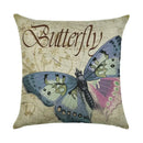 Ljojo Linen Butterfly Flower Sofa Cushion Cover 45*45 - Home Decor Printed Pillow Case