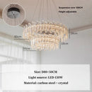 Ljojo Luxury Round Crystal Pendant Chandelier with French Modern LED for Living Room