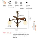 Ljojo Mid-Century Style Wooden Glass Ceiling Fan Chandelier with Remote Control