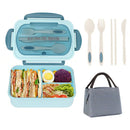 Ljojo 3-Compartment Lunch Box with Utensils, Leak-Proof & Durable Plastic Containers