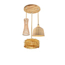 Led Pendant Lamp Natural Rattan Wicker Chandeliers Hand-Woven Bamboot E27 Lighting by Ljojo