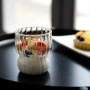 Ljojo 300ML Ins Iced Milk Glass Cups, Ribbed Drinking Glasses for Cocktail Beer Juice