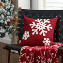 Ljojo Merry Christmas Letter Embroidery Canvas Red Throw Pillow Cover