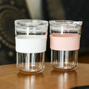 Ljojo 460ml Ins Style Coffee Mug with Lid for Bubble Tea Juice Milk