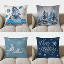Blue Car & Tree Christmas Pillow Cover - Ljojo Brand