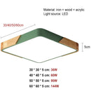 Ljojo Square Nordic LED Ceiling Lamp Wood 36W 60W 90W 144W Indoor Lighting Home Decor