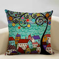 Hand-Painted Retro Country Linen Cushion Cover by Ljojo