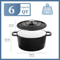 Ljojo 5L Cast Iron Dutch Oven with Enamelled Casserole, 23cm - 3 Color Options