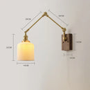 Ljojo Long Arm LED Wall Light with Pull Chain Switch & Walnut Canopy