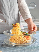 Ljojo 1400ml Glass Bowl with Lid - Heat-Resistant Microwave Soup & Salad Plate