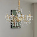 French Retro Copper Crystal Chandeliers Light for Living Room by Ljojo
