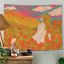 Boho Sun Moon Phase Rainbow Tapestry by Ljojo - Bedroom Decor Bedspread
