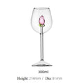 Ljojo 3D Pink Glass Rose Wine Glasses Cup Set - Lovely Household Gift