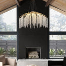 Crystal LED Chandelier: Gloss Art Strip Hanging Light for Living Room by Ljojo
