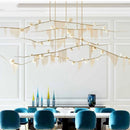 Ljojo Modern Nordic Designer G9 Gold Tassel Glass Chandelier for Living Room Dining Hall