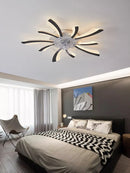 Ljojo 110-240v LED Ceiling Fan Light: Black/White, Intelligent, Creative, for Living Room