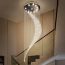 Ljojo Luxury Spiral Crystal Chandelier, LED Modern Long Staircase Hanging Light Fixture for Home Decor
