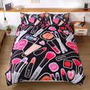 Ljojo Makeup Print Duvet Cover Set - All-Season Breathable Polyester Bedding