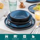 Ljojo 24-Piece Blue Dinnerware Set - Reactive Glaze, Dishwasher Safe