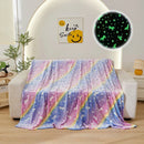 Ljojo Luminous Rainbow Unicorn Pegasus Star Flannel Blanket - Machine Washable Printing and Dyeing Blanket