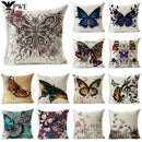 Ljojo Linen Butterfly Cushion Cover 45x45cm - Decorative Pillow Case for Sofa & Bed
