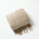 Ljojo Luxury Caramel Knitted Throw Blanket with Wave Tassels