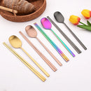 Ljojo 12Pcs Luxury Korean Stainless Steel Tableware Set