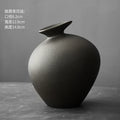 Ljojo™ Black Terracotta Abstract Vase Coarse Pottery Retro Glazed Flower Arranger