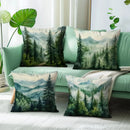 Ljojo Misty Forest & Mountain Pattern Pillowcase - Sofa Bedroom Car Cushion Cover