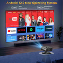 Ljojo™ 4K Android12 Mini Projector 64G Full HD 1080P WiFi6 Home Theater 3D Autofocus