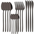 Ljojo 16Pcs Western Black Gold Dinnerware Set Stainless Steel Tableware Flatware