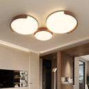 Walnut LED Ceiling Light Living Room Chandelier Ljojo - Modern Round Wooden Lamp Fixture
