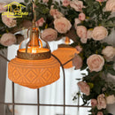 Ljojo Luxe LED Gold Lustre Pendant Light with Copper Glass for Restaurant Bedroom.