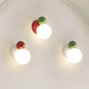 Ljojo LED Wall Light Red Green White Metal Kids Room Sconce White Acrylic Ball