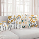 Daisy Floral Geometric Embroidery Pillow Cover 45x45cm Yellow Blue Soft Cozy