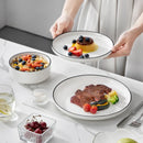 Ljojo 12/24 Piece Black Rim Porcelain Dinnerware Set - Tableware Set for 4