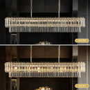 Modern Luxury Gold K9 Crystal Rectangular Chandelier Pendant Light by Ljojo