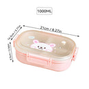 Ljojo 3-Compartment Portable Plastic Lunch Box for Kids - Microwave Safe