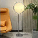 Modern Chrome Metal Floor Lamp with Acrylic Ball | White Yellow Standing Light for Living Room by Ljojo