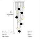Ljojo Linear Glass Ball Pendant Light Modern Luxury Interior Lighting Staircase Bedroom