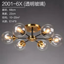 Ljojo Modern Glass Ball Led Chandelier Retro Ceiling Dining Room Bedroom Decoration Lighting