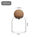 Ljojo Spherical Cork Glass Sealed Storage Tank Transparent Large Kitchen Decoration Jar