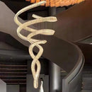 Modern Silvery Gold K9 Crystal Stair Chandelier Pendant - Luxury Indoor Lighting by Ljojo