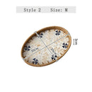 Ljojo Light Luxury Shell Inlaid Rattan Storage Basket Tray