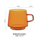 Ljojo 350ml Stackable Glass Coffee Tea Cup in Amber Blue Green Colors