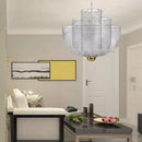 Ljojo Metal Grid LED Chandelier Geometric Hollow Pendant, Dimmable Iron Lighting