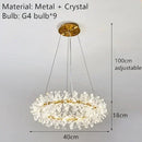 Clear Crystal LED Chandeliers Round Lamp Modern Gold Metal Wire Adjustable G4 Bulb Replaceable - Ljojo