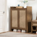 Ljojo™ 24 Pair Shoe Storage Cabinet, Rattan Doors, 6-Tier Farmhouse Style